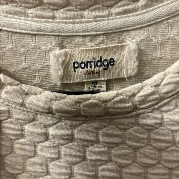 Anthropologie Cream Textured Sweatshirt with Floral Sleeves - Picture 3 of 5